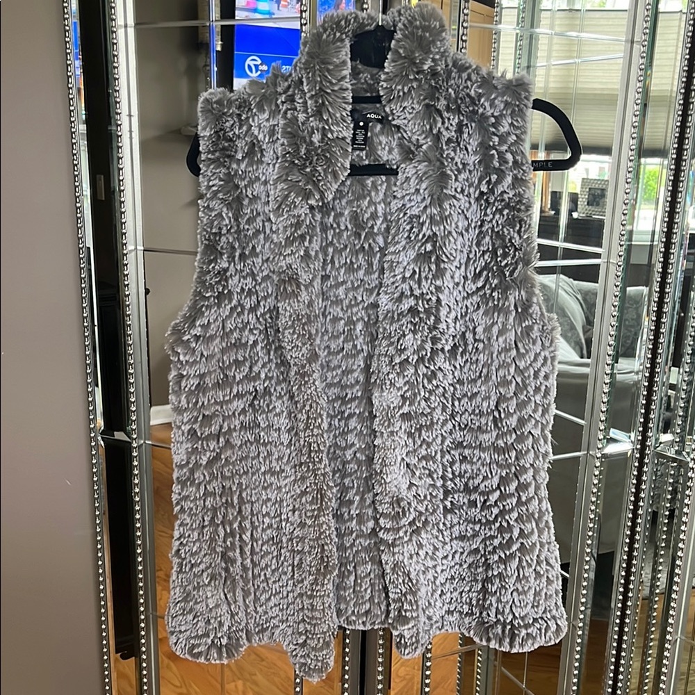 Aqua Gray Chunky Knit Cardigan Sweater